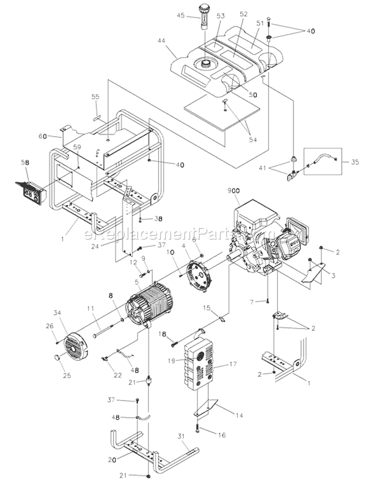 Page C Diagram and Parts List for  Briggs and Stratton Generator
